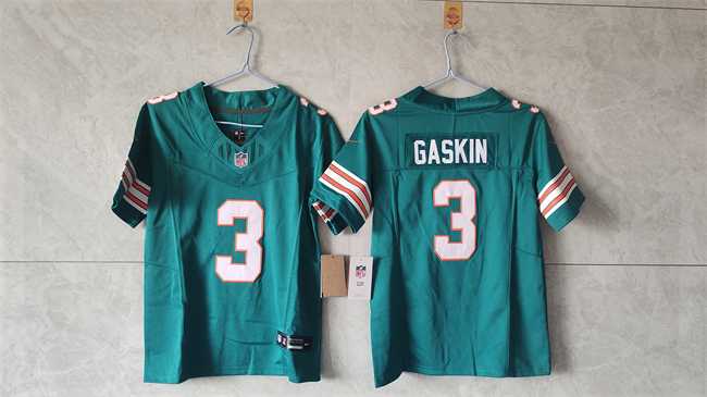 Women%27s Miami Dolphins #3 Myles Gaskin Aqua 2024 F.U.S.E Vapor Untouchable Stitched Jersey